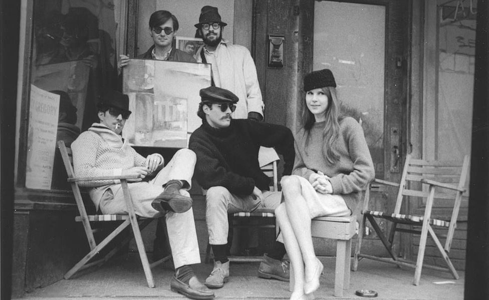 George Tysh, Robin Eichele and Martina Algire in front of the Red Door Gallery, 1964